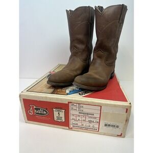Justin Classic Roper Boots Leather Brown Bay Apache #3408 Mens US 8 A Midcalf